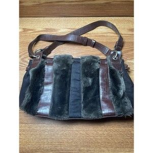 Apostrophe Vegan Leather & Faux Fur Purse Purple
